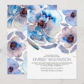 Invitation L'aquarelle fleurit la Fête de la mariée bleue de (Devant / Derrière)