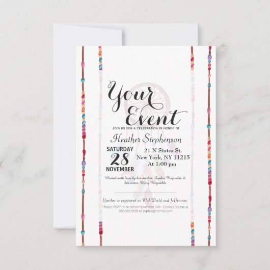 Invitation L'aquarelle peinte à la main Dreamcatcher perle la (Devant)