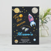 Invitation L'aquarelle spatiale de la Lune Anniversaire (Debout devant)