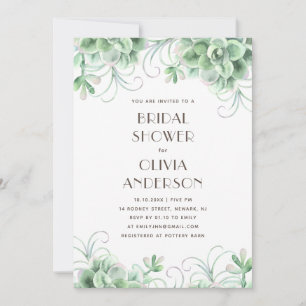 Invitation L'aquarelle succulente douche nuptiale. Cactus flo