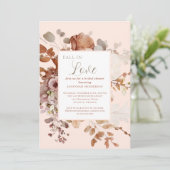 Invitation L'Aquarelle Tombe Dans L'Amour Fête des mariées Fl (Debout devant)