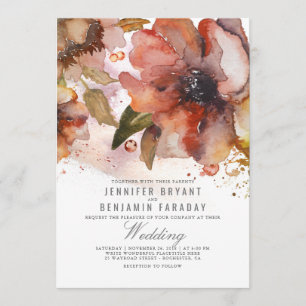 Invitation L'aquarelle vintage fleurit le mariage de automne