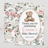 Invitation LAQUITA teddy bear Baby Shower sign for Carissa (Devant / Derrière)