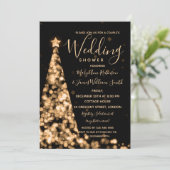 Invitation L'Arbre de Noël d'or illumine la douche des couple (Debout devant)