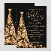 Invitation L'Arbre de Noël d'or illumine la douche des couple (Devant / Derrière)