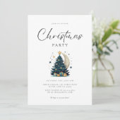 Invitation L'Arbre De Noël Étoiles La Lune (Debout devant)