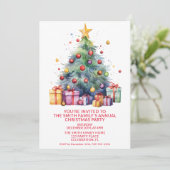 Invitation L'arbre de Noël présente la fête rouge (Debout devant)