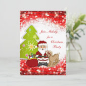Invitation L'arbre de Père Noël badine l'invitation de fête (Debout devant)