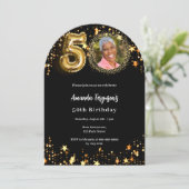 Invitation L'arc de 50e anniversaire de la photo en or noir (Debout devant)