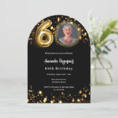 Invitation L'arc de 60e anniversaire de la photo en or noir (Debout devant)