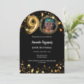 Invitation L'arc de 90e anniversaire de la photo en or noir (Debout devant)