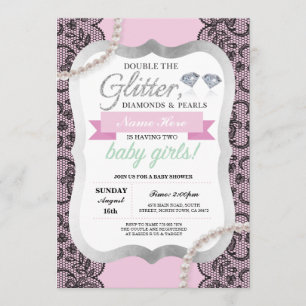 Invitation L'arc de parties scintillantes de rose de baby