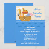Invitation L'arche de Noé jumelle le baby shower (Devant / Derrière)