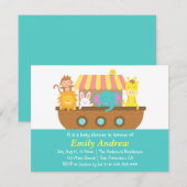 Invitation L'Arche de Noé, les mignons animaux, le Baby showe (Devant / Derrière)