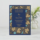 Invitation Large Leaf Floral Vine Border Wedding (Debout devant)