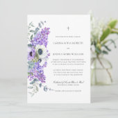 Invitation Larissa Elegant Purple Floral Mariage catholique (Debout devant)