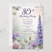 Invitation Larkspur | Water Lily Floral 80th Birthday Party (Devant)