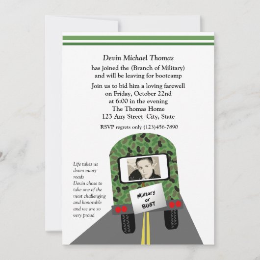 Invitation L'armée s'éloigne du parti (Devant)