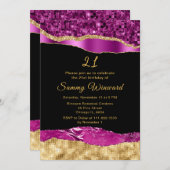 Invitation Larmes à glam violet et or Fête d'anniversaire (Devant / Derrière)