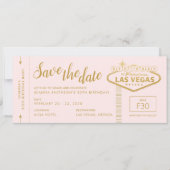 Invitation Las Vegas Anniversaire rose or Enregistrer le tick (Devant)