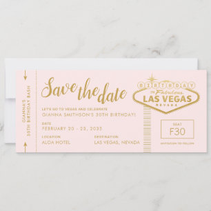 Invitation Las Vegas Anniversaire rose or Enregistrer le tick