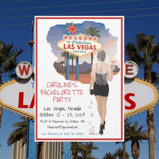 Invitation Las Vegas Bachelorette Brown Hair Bride Cosmo