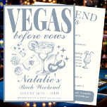 Invitation Las Vegas Bachelorette Party Itinéraire Customisé<br><div class="desc">Élevez votre fête de bachelorette avec notre Dusty Blue "Vegas Before Vows" Las Vegas Bachelorette Party Customisé Itinéraire Invitation. Parfait pour donner le ton de votre week-end à thème "Drunk in Love", cette élégante invitation allie style et fonctionnalité. Doté d'un design chic et bleu poussiéreux, il comprend tous les détails...</div>