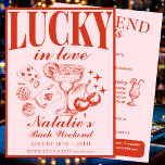 Invitation Las Vegas Bachelorette Party Itinéraire Customisé<br><div class="desc">Annoncez votre célébration passionnante avec notre invitation itinérante Customisée "Lucky in Love" Las Vegas Bachelorette Party. Cette invitation dynamique et élégante a été conçue pour donner le ton parfait à votre événement "Vegas Before Vows". Doté d'un modèle de plage "Drunk in Love", il capte le plaisir et l'excitation de votre...</div>