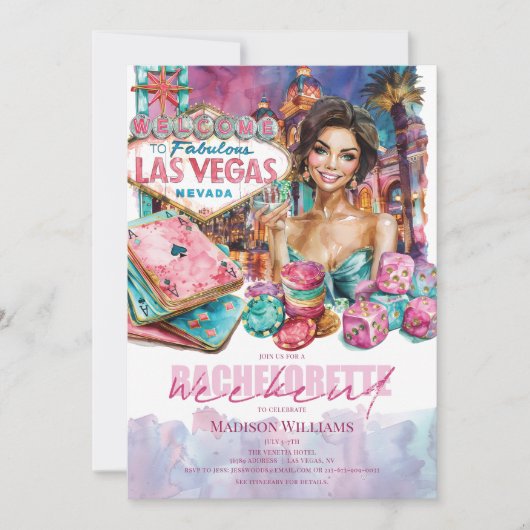 Invitation Las Vegas Bachelorette week-end fille (Devant)