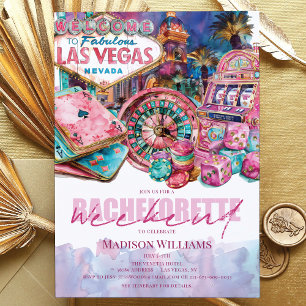 Invitation Las Vegas Bachelorette week-end luxe rose violet