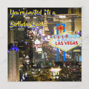 Invitation Las Vegas Birthday Bash tout âge sur le panneau d'