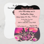 Invitation Las Vegas Casino Anniversaire Fête rose et noir (Devant / Derrière)