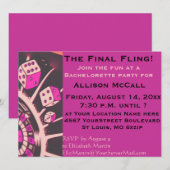 Invitation Las Vegas Casino Bachelorette Party (Devant / Derrière)