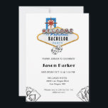 Invitation Las Vegas Casino Night Bachelor<br><div class="desc">Invitation de nuit au casino avec signe Las Vegas,  dés et cartes.</div>