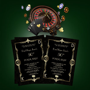 Invitation Las Vegas Casino Night Poker Bash Man Anniversaire