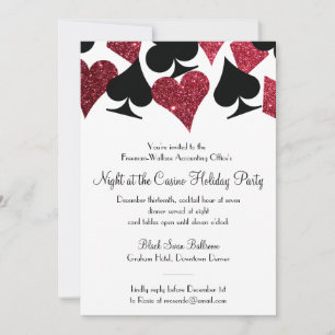 Invitation Las Vegas Casino Party Black et Faux Red Parties s