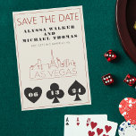 Invitation Las Vegas Casino Skyline Mariage Enregistrer La Da<br><div class="desc">Un mariage amusant et moderne Save the Date pour exciter vos invités pour votre mariage à Las Vegas! Ce Save the Date présente des graphites en noir gras de carte à jouer, un rendu moderne de la ligne d'horizon de Las Vegas, ainsi que des polices et du texte entièrement personnalisables...</div>