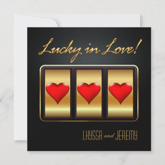 Invitation Las Vegas Chanceux en amour Réception (Devant)