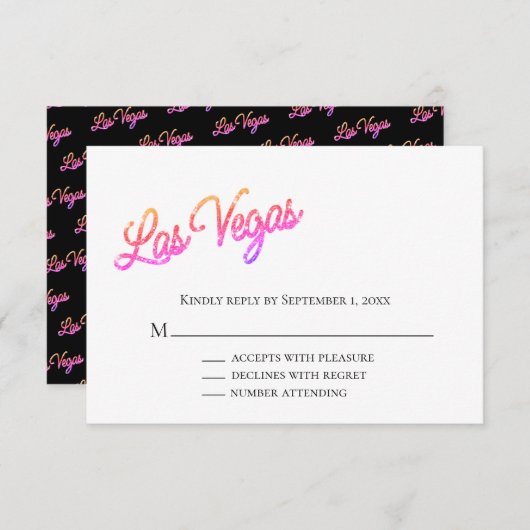 Invitation Las Vegas coloré éclabouille mariage RSVP (Devant / Derrière)