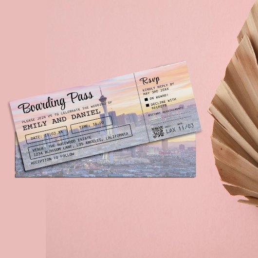 Invitation Las Vegas Destination Boarding Pass Mariage