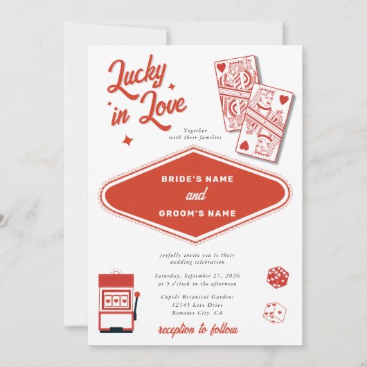 Invitation Las Vegas Destination Casino Lucky in Love Mariage (Devant)