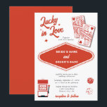 Invitation Las Vegas Destination Casino Lucky in Love Mariage<br><div class="desc">Un design mariage à thème unique dessiné à la main par Las Vegas Casino. Destination moderne Las Vegas, Nevada thème mariage avec cartes à jouer, casino de jeux d'argent illustrations à thème. Un design faire-part de mariage Las Vegas rouge et blanc idéal pour les mariages de casino. Des articles de...</div>