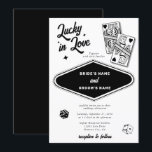 Invitation Las Vegas Destination Casino Lucky in Love Mariage<br><div class="desc">Un design mariage à thème unique dessiné à la main par Las Vegas Casino. Destination moderne Las Vegas, Nevada thème mariage avec cartes à jouer, casino de jeux d'argent illustrations à thème. Un design faire-part de mariage Las Vegas rouge et blanc idéal pour les mariages de casino. Des articles de...</div>