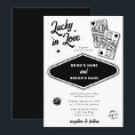 Invitation Las Vegas Destination Casino Lucky in Love Mariage<br><div class="desc">Un design mariage à thème unique dessiné à la main par Las Vegas Casino. Destination moderne Las Vegas, Nevada thème mariage avec cartes à jouer, casino de jeux d'argent illustrations à thème. Un design faire-part de mariage Las Vegas rouge et blanc idéal pour les mariages de casino. Des articles de...</div>