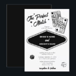 Invitation Las Vegas Destination Parfait Match Mariage Noir<br><div class="desc">Un dessin unique à la main Las Vegas Casino thème mariage "le match parfait" design. Destination moderne Las Vegas, Nevada thème mariage avec cartes à jouer, casino de jeux d'argent illustrations à thème. Un design faire-part de mariage Las Vegas noir et blanc idéal pour les mariages de casino. Des articles...</div>