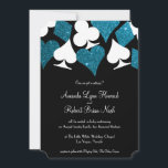 Invitation Las Vegas Destiny Malibu Blue Parties scintillant<br><div class="desc">Ce faire-part de mariage est doté d'une élégante typographie et d'un accent graphique de costumes de cartes en parties scintillant blanche et bleu turquoise. Parfait pour un mariage de Las Vegas dans une petite chapelle au large de la bande, tout ce dont vous avez besoin est l'amour et un témoin...</div>