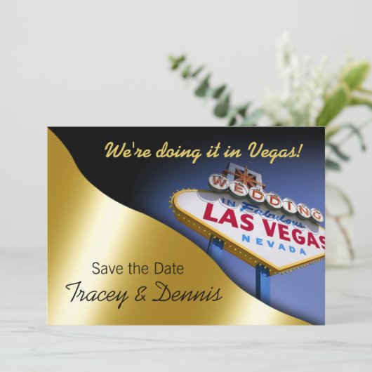 Invitation Las Vegas Enregistrer la date Mariage Inviter (Debout devant)