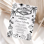 Invitation Las Vegas Fun Doodle Mariage<br><div class="desc">Ajoutez une touche unique à votre journée de mariage avec nos invitations à votre mariage amusantes et à thème de las vegas dessinées à la main ! Chaque design est une oeuvre d'art, avec des doodles noirs amusants, y compris des dés de casino, des puces de poker, une chapelle mariage,...</div>