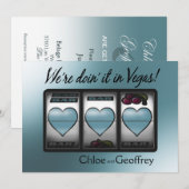 Invitation Las Vegas Jackpot Cœurs Mariage caspien (Devant / Derrière)