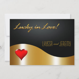 Invitation Las Vegas Lucky in Love Mariage or/noir